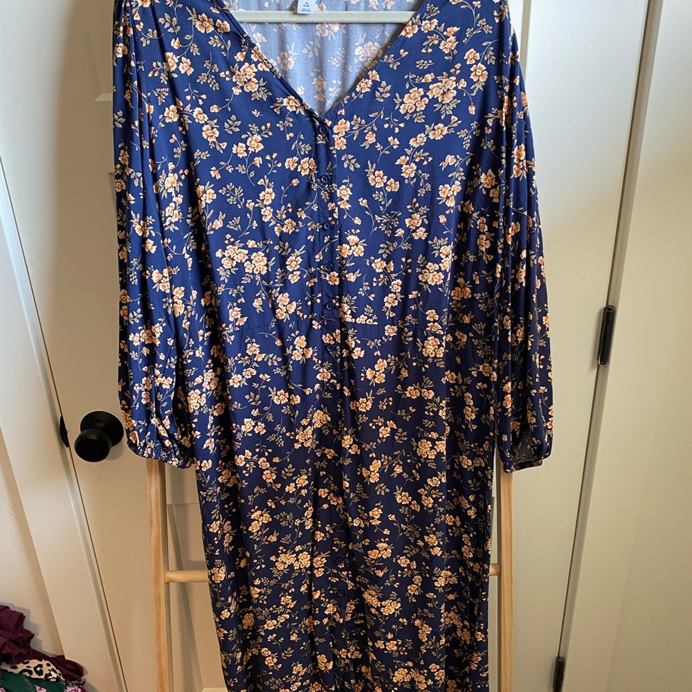 Old Navy blue and floral button up dress
